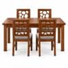 Globally Indian Bindu Solid Sheesham Wood 4 Seater Dining Table Set 4 Chairs Grey