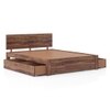 Kuba Solid Wood King Size Bed With Drawer Storage (Teak Finish)