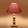 Devansh Pink Jute Table Lamp With Wood Natural Base (10X10X16) Inches)-35