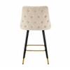 Doe Buck Upholstered Counter Height Bar Stool in Beige Colour with Gold Accents