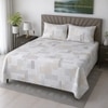 Vega White Geometric 400 TC Cotton Flat Super King Size Bedsheet with 2 Pillow Covers – Threads