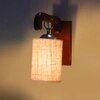 Devansh Solid Wood Electric Wall Light in Brown Colour with Beige Shade Count of 1 Light