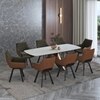 Aeris Ceramic 6 to 8 Seater Extendable Dining Table With Set of 3 Casey Dining Chair