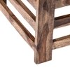 Houston Sheesham Wood Mid-Century Set of 2 Stools in Indigo Patchwork Kantha, Teak Finish