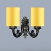 Devansh Metal Electric Wall Light in Antique Gold Colour with Yellow Shade Count of 2 Lights