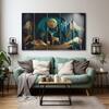 The Castle Decor Golden Deer Wall Art Framed Painting 27x48 Inch (Style 4)
