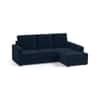 Apollo Compact Sofa (Colour : Sea Port Blue Velvet, Cushion : Soft, Back Type : High Back, Seating Capacity : Right Aligned 2 Seater + Right Aligned Chaise + Ottoman)