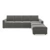 Apollo Fabric Sectional Sofa (Colour : Ash Grey Velvet, Cushion : Soft, Back Type : Regular, Seating Capacity : Left Aligned 3 Seater + Left Aligned Chaise + Ottoman)
