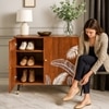 Adore Shoe Cabinet for 12 Pairs with Forest Print – Decorative Wooden Shoe Storage Cabinet