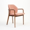 Cotton Solid Wood Dining Chair in Brown Colour