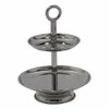 Metalsmith Two Tier Serveware Stand with Ring Handle Silver Finish