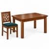 Globally Indian Bandhana Solid Sheesham Wood 4 Seater Dining Table Set 4 Chairs Teal Green