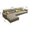 Aurora Sectional Sofa with Left Chaise Lounge Olive Green
