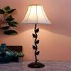 Abdullah Off White Fabric Shade Table Lamp with Black Iron Base