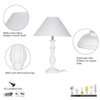 Lorette hand crafted Solid wood white finish table lamp With White Cotton Shade