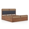 Hanoi Solid Wood Cane King Size Hydraulic storage Bed In Amber Walnut Finish Fabric Davis Plus