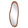 Sabi Solid Wood Assymentric Wall Mirror In Amber Walnut Finish