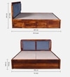 Lotus Solid Wood King  Size Upholstered Bed With Box Storage (Honey Oak Finish)