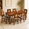 Globally Indian Margaux Solid Sheesham Wood 6 Seater Dining Table Set 6 Chairs Grey