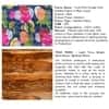 Cairo Sheesham Wood Mid-Century 3 Seater Dining Bench in Fruit Print Blue Kantha