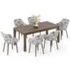 Atlas Solid Wood 6 Seater Dining Table with 6 Rochelle Lounge Chair