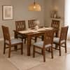 Globally Indian Vihana Solid Sheesham Wood 6 Seater Dining Table Set 6 Chairs Grey