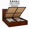 Sahaj Solid Wood Compact Queen Bed Hydraulic Storage Provincial Teak Finish Mattress 60 x 72 Inches