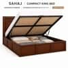 Sahaj Solid Wood Compact King Bed Hydraulic Storage Provincial Teak Finish Mattress 72 x 72 Inches