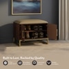 Nina 4 Pairs Solid Wood Shoe Cabinet With Seat In Mango Walnut Finish Taupe Leatherette