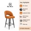 Doe Buck Luxury Tan Faux Leather Counter Height Bar Stool Chair with Black Metal Legs