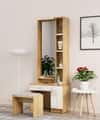Hexa Red Wooden Dressing Table in Giant Wood and Frosty White Colour