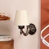 Devansh Metal Electric Wall Light in Antique Gold Colour with off-white Shade Count of 1 Light