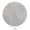 Handmade Round Wool Silk Rug Modern Wave Beige 4 Feet Carpet