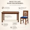 Globally Indian Vayuna Solid Sheesham Wood 6 Seater Dining Table Set 6 Chairs Navy Blue