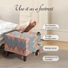 Crest Jacquard Wooden Seating Stool in Blue Color Set of 2