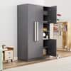 Hexa Red Wooden 4 Door Wardrobe with Hanging Space in Slate Grey Colour
