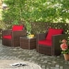 Carry Bird Wicker Patio Furniture Outdoor Balcony Chairs In Brown And Red Colour
