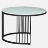 Metalzu Square Metal Nesting Coffee Table Set Black Finish White Porcelain Top Set Of 2