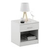 Swiss Engineered Wood Bedside Table in Frosty White Finish