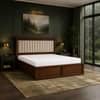 Leher Solid Wood Comfort Queen Bed Hydraulic Storage Provincial Teak Finish Mattress 60 x 78 Inches
