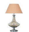 Delicea Smoke Glass And Chrome Finish Metal Table Lamp With Beige Cotton Shade