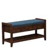 Drobak Solid Wood Shoe Rack with Seating in Walnut Brown finish