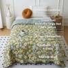 Green Foral Comfoter Reversible Cotton Feel 350 Gsm Single Bed 240 X 160 Cms