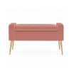 Doe Buck Upholstered Storage Bench in Pink Colour with Gold Legs