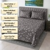 Odin Grey Floral 400 TC Cotton Flat Super King Size Bedsheet with 2 Pillow Covers – Threads