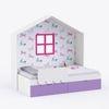 Little Hut Bed  6X3 ( Drawers On Wheels) In White & Purple Colour