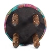 Roswell Sheesham Wood Mid Century Round Stool in Sea Green Fruit Print Kantha Upholstery