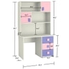 Flora Kids Study Desk cum Bookshelf with Shuttered Cabinets Open Shelves and Drawers in English Pink Persian Lilac Colour