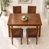 Globally Indian Vikirana Solid Sheesham Wood 4 Seater Dining Table Set 4 Chairs Navy Blue