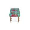 Bestone Solid Wood Bench In Floral Print Green Kantha Fabric